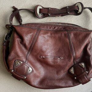 Brown Soft Pebbled Leather Hobo Bag - B. Makowsky "St. Tropez" - Y2K style